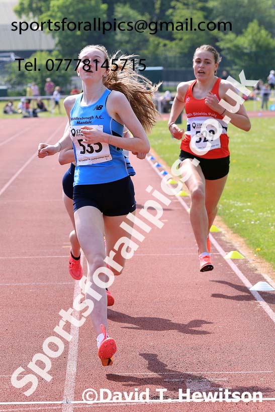 Womens Under-17s 1500 metres, 2024 North Eastern Track and Field Champs., Middlesbrough.  Photo: David T. Hewitson/Sports for All Pics